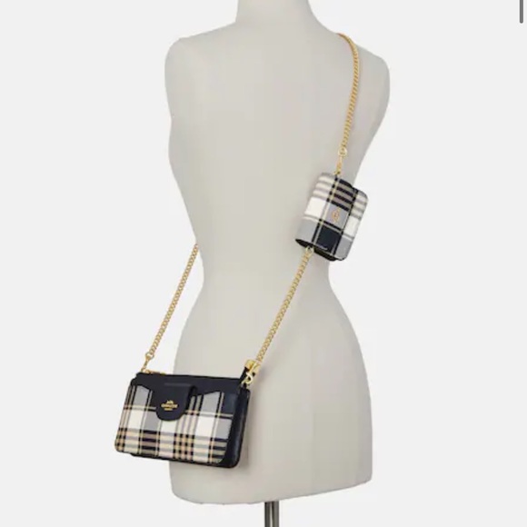 Lot / Set Of 3 Coach Plaid Pieces / Backpack, Crossbody & Wristlet/ New With Tag - Picture 16 of 16